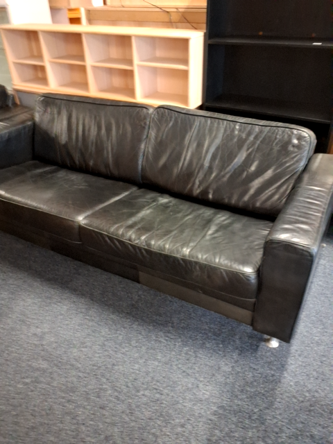 Sort lædersofa